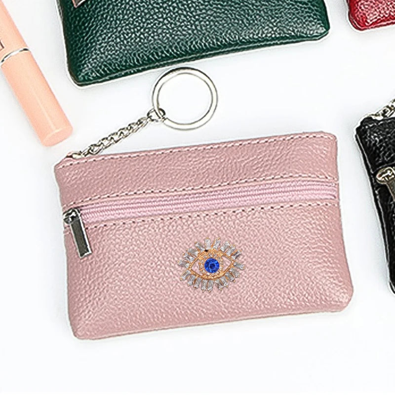 Pink PU Leather Key Bag Organizer Pouch Business Key Case