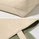 PU Leather Women Shoulder Bags Reversible Paneled Large Capacity Totes