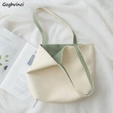 PU Leather Women Shoulder Bags Reversible Paneled Large Capacity Totes