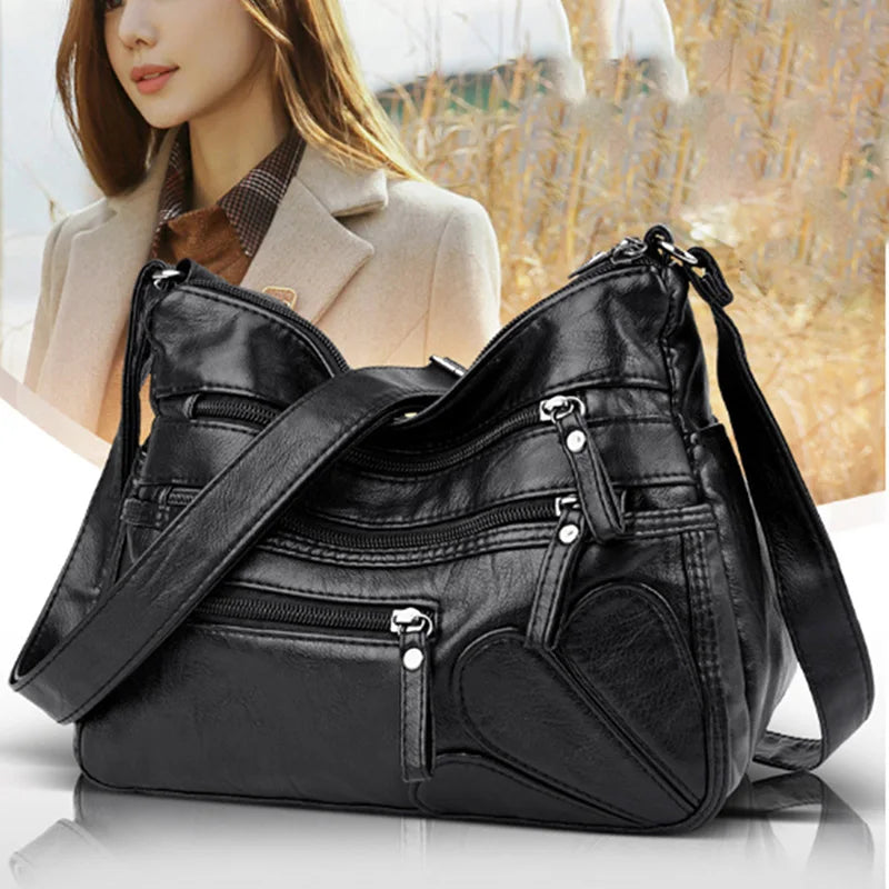 PU Leather Women Shoulder Messenger Bags Solid Casual Pocket