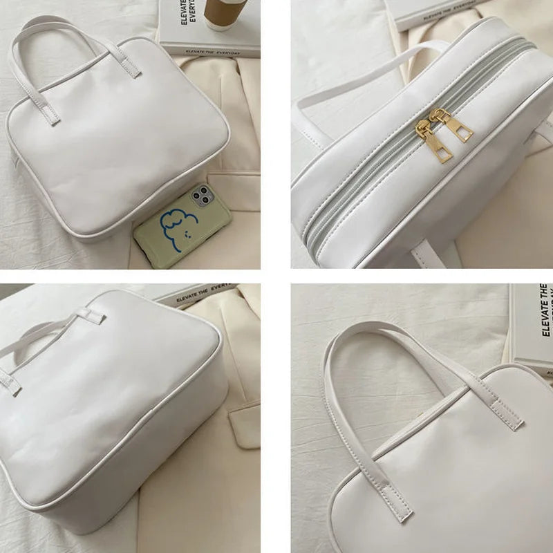Retro PU Soft Shoulder Bag with Zipper Women Handbag