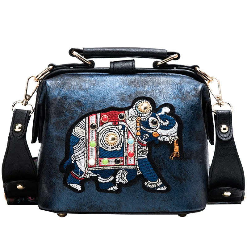Embroidered Elephant Crossbody Bag for Women