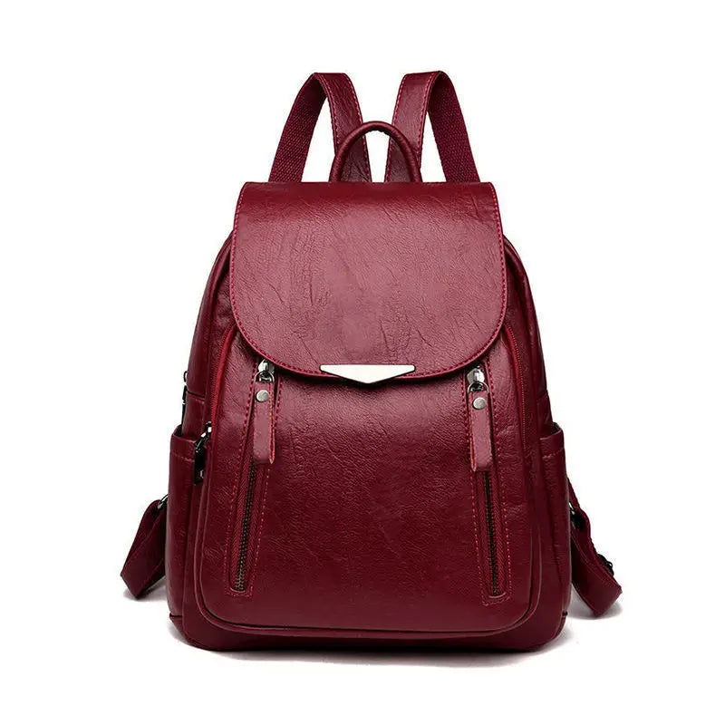 PU Leather Women's Backpack Large Capacity Schoolbag Travel Female Shoulder Bags