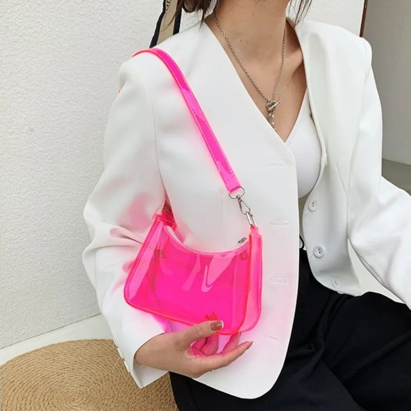 PVC Transparent Women's Shoulder Bag Waterproof Dumpling Bags