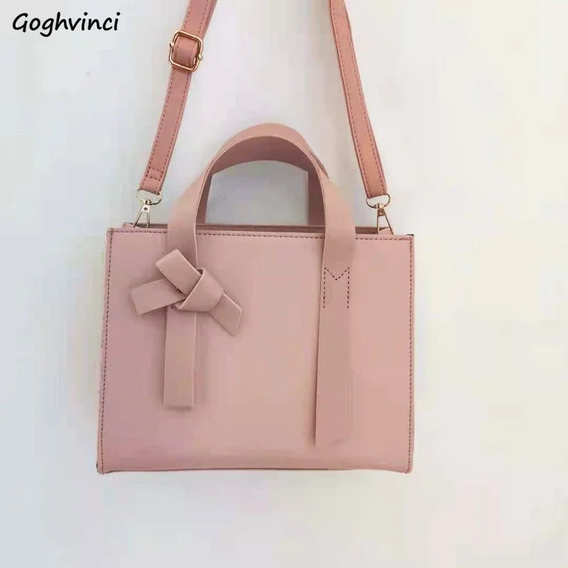 Panelled Bow Shoulder Bag Large Capacity Office Lady Handbag