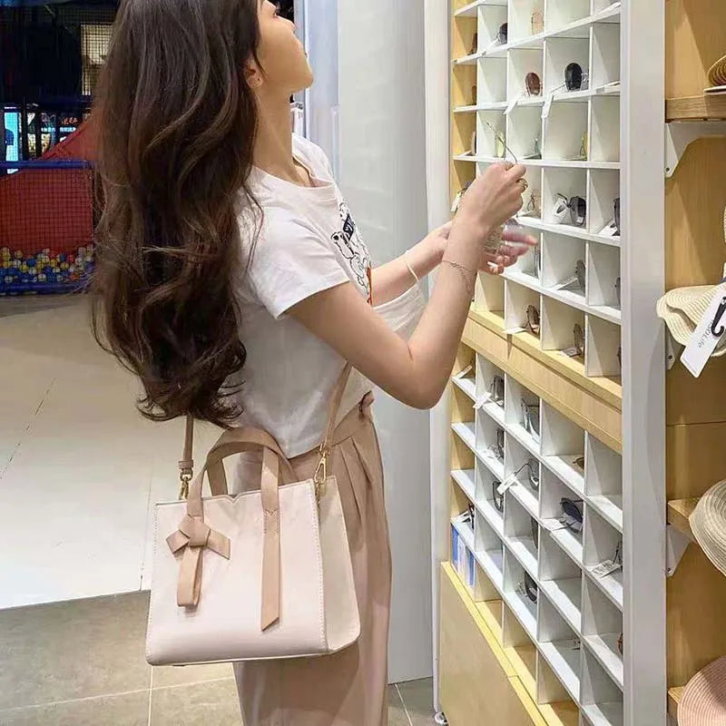 Panelled Bow Shoulder Bag Large Capacity Office Lady Handbag