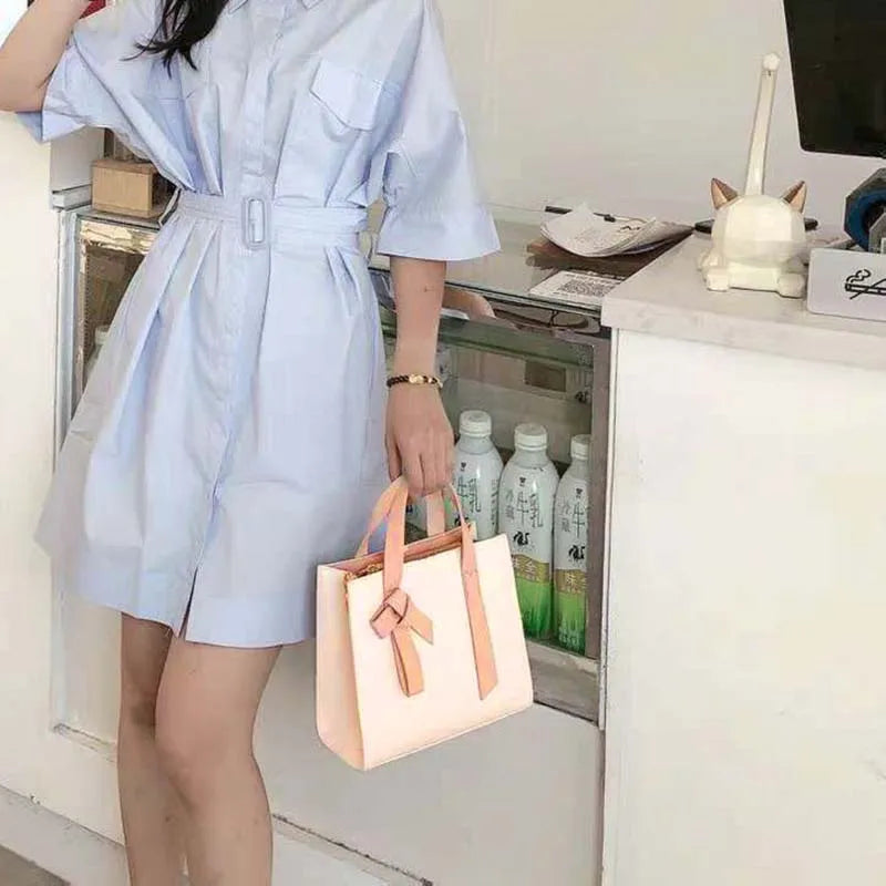 Panelled Bow Shoulder Bag Large Capacity Office Lady Handbag