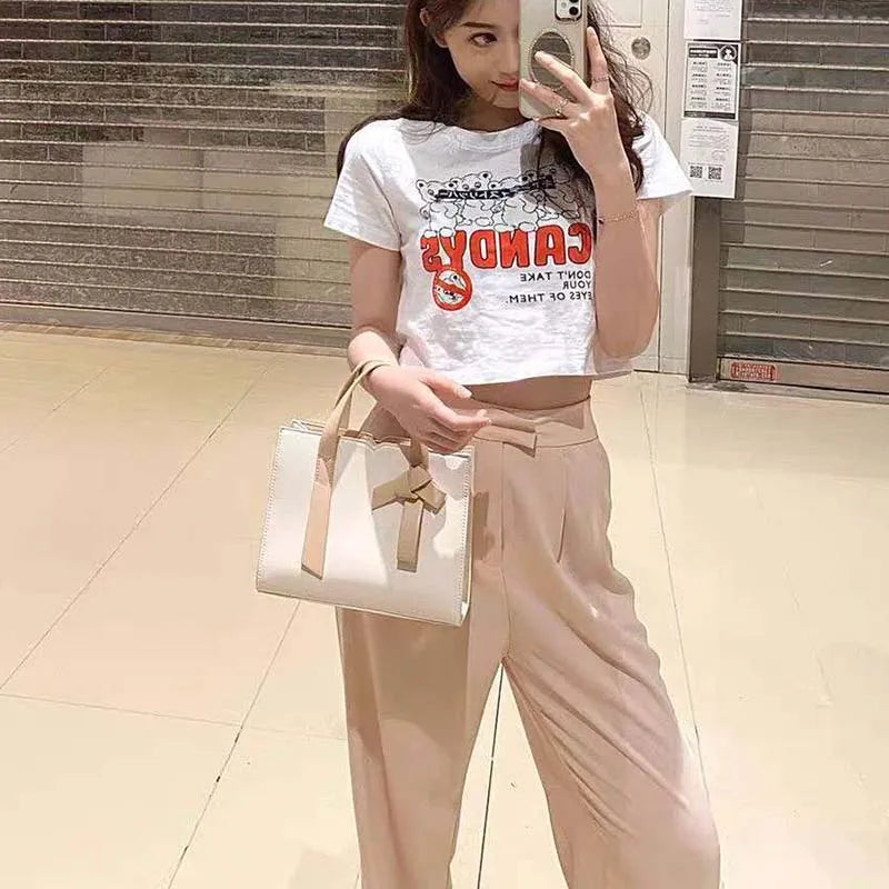 Panelled Bow Shoulder Bag Large Capacity Office Lady Handbag