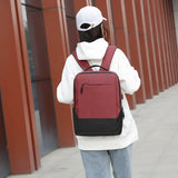 Panelled Patchwork Travel Backpack USB Charging High Nylon Rucksack College Girl