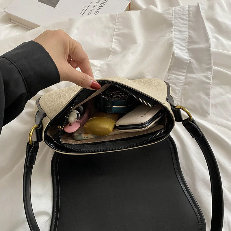 Panelled Pattern Shoulder Bag Crossbody Women's Solid Casual