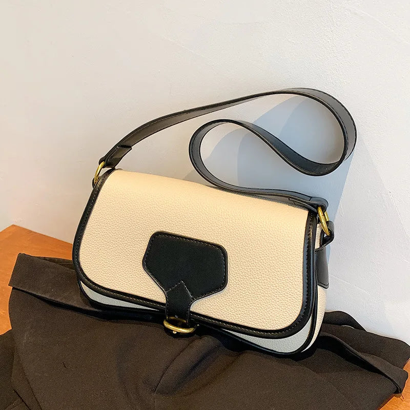 Panelled Pattern Shoulder Bag Crossbody Women's Solid Casual