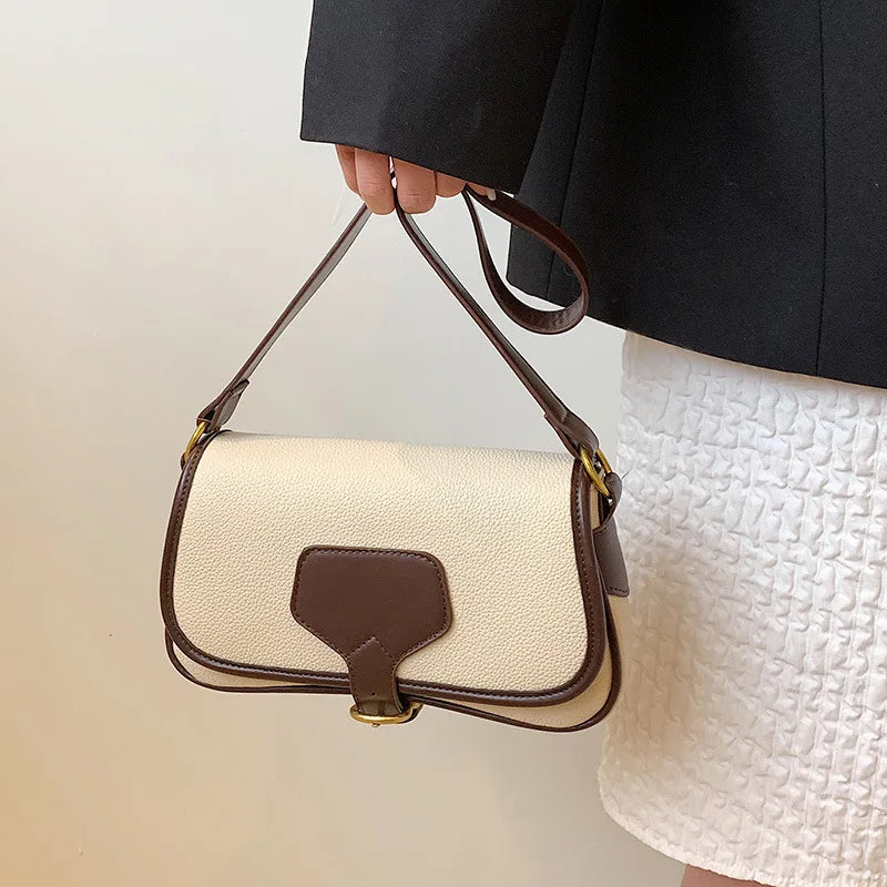 Panelled Pattern Shoulder Bag Crossbody Women's Solid Casual