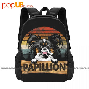 Papillion Funny Retro Gift Dog Lover Backpack Gym Tote Bag