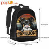 Papillion Funny Retro Gift Dog Lover Backpack Gym Tote Bag