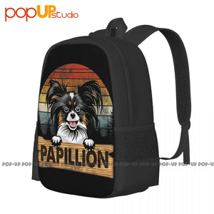Papillion Funny Retro Gift Dog Lover Backpack Gym Tote Bag