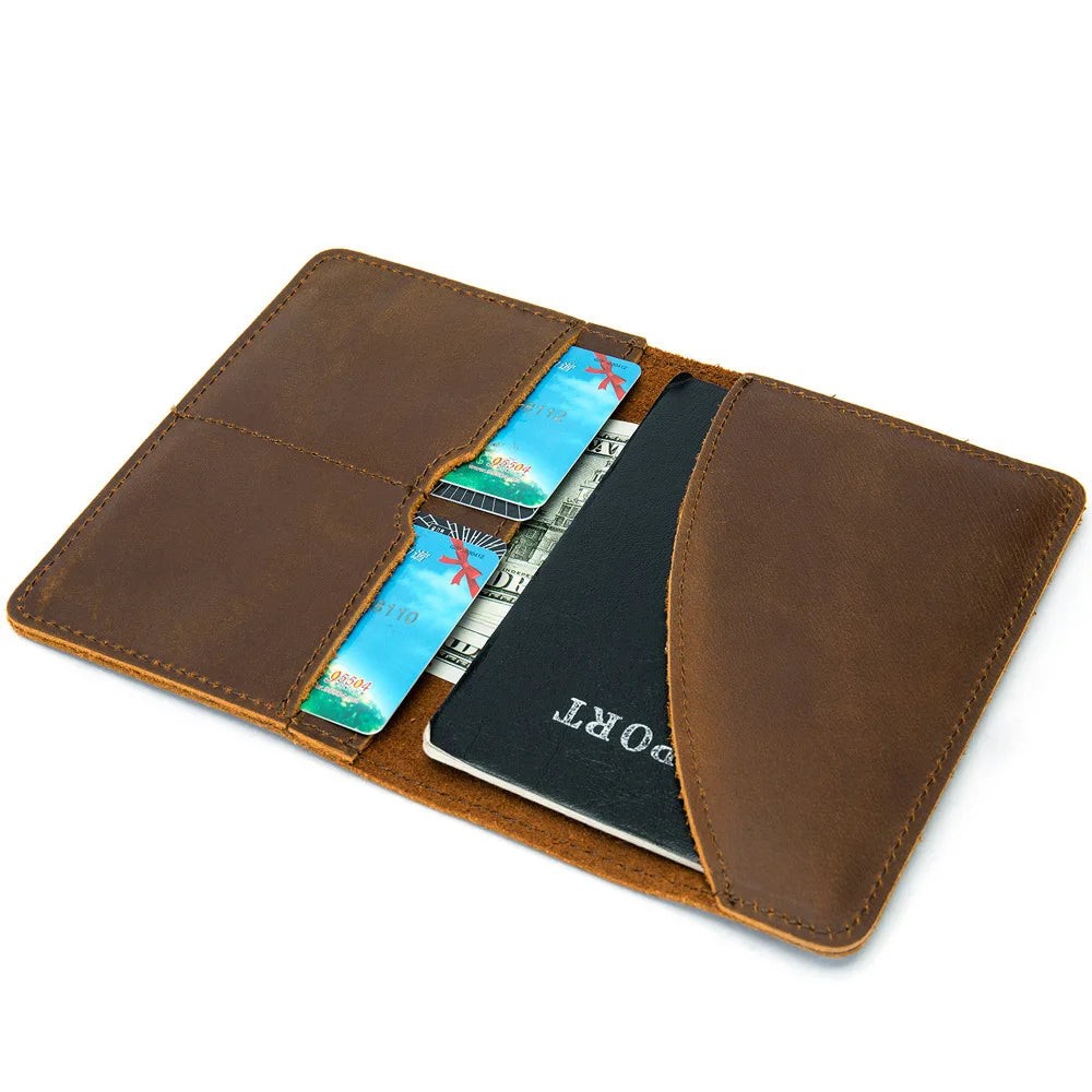 Leather Men Passport Cover Wallet Travel Holder Folder Bag