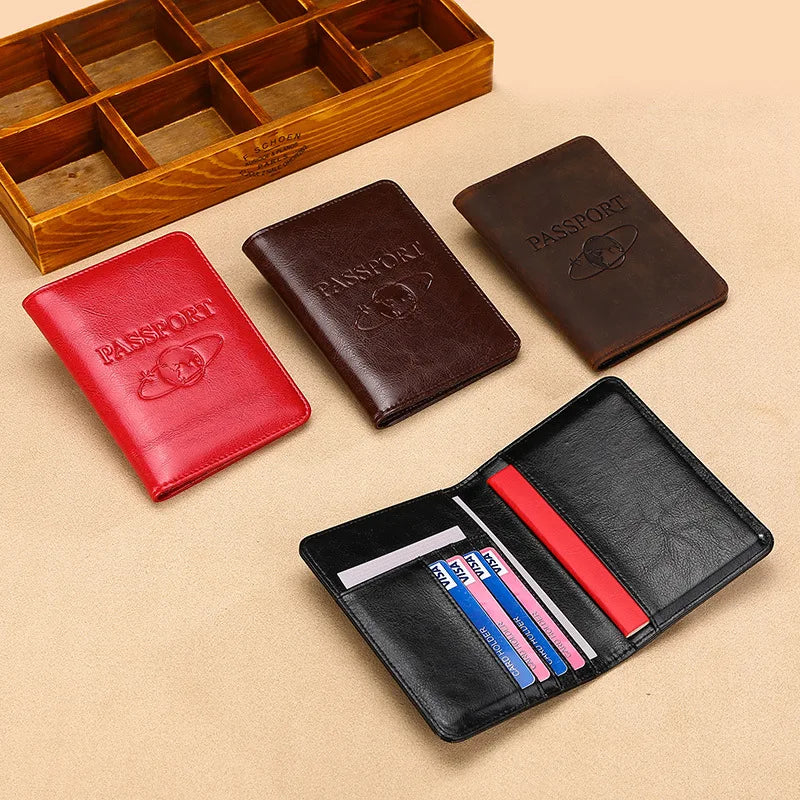 Vintage Crazy Horse Leather RFID Blocking Passport Holder