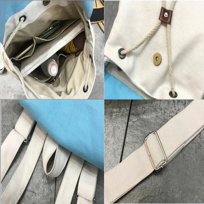 Patchwork Backpacks Women School Bookbag Large Capacity Travel Canvas Bag