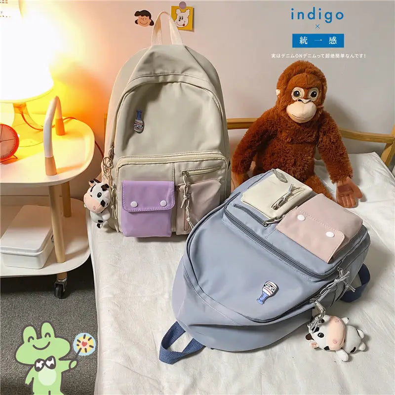 Sweet Multi-pockets Harajuku Nylon College Backpack