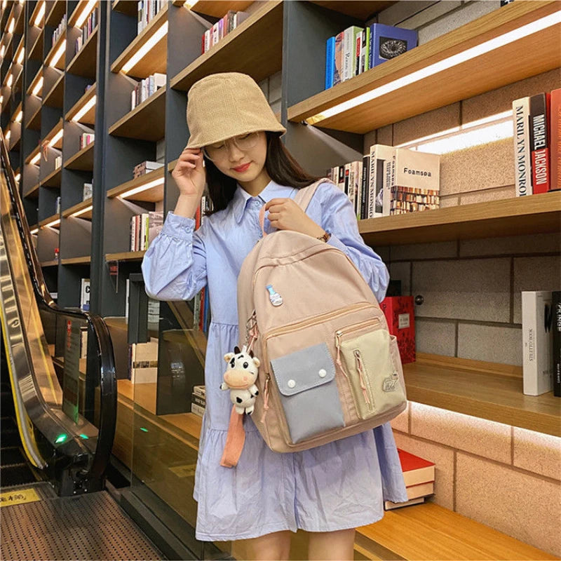 Sweet Multi-pockets Harajuku Nylon College Backpack