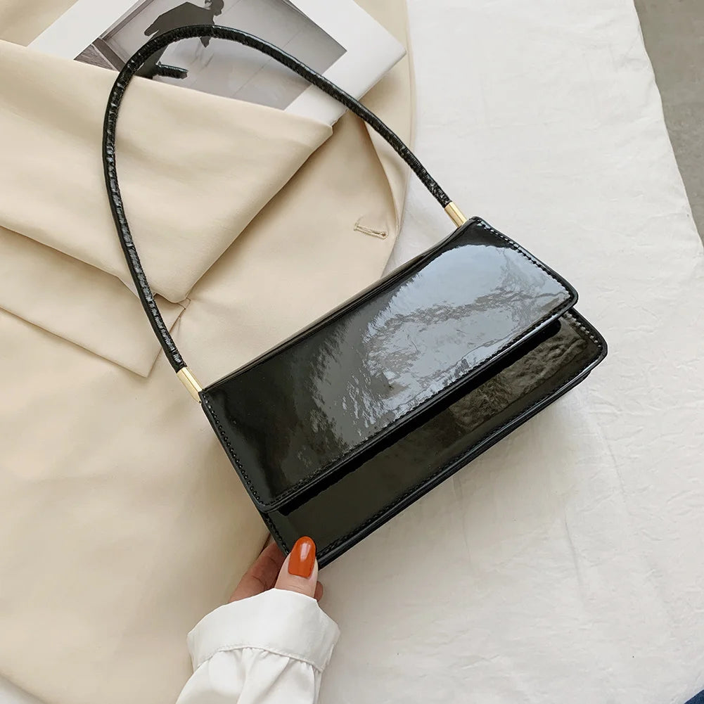 PU Leather Women Underarm Bag Ladies Shoulder Bag Small Flap Shopping Handbag