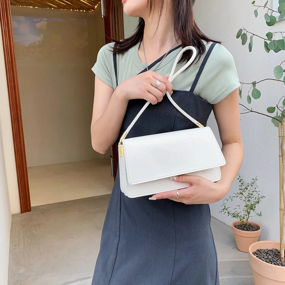 PU Leather Women Underarm Bag Ladies Shoulder Bag Small Flap Shopping Handbag