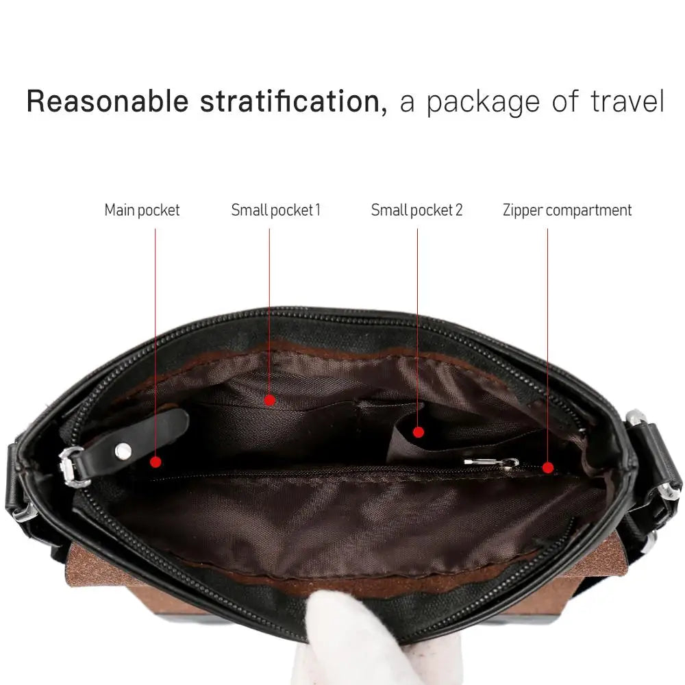 Peaker Business Men's Crossbody Shoulder Bag Handbag PU Leather Messenger Bag