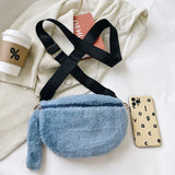 Personalised Plush Chest Bag for Women Faux Fur Purse Name Winter Phone Pouch