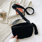 Personalised Plush Chest Bag for Women Faux Fur Purse Name Winter Phone Pouch