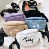 Winter Women Waist Bag Plush Crossbody Bag Solid Faux Fur Waist Pack