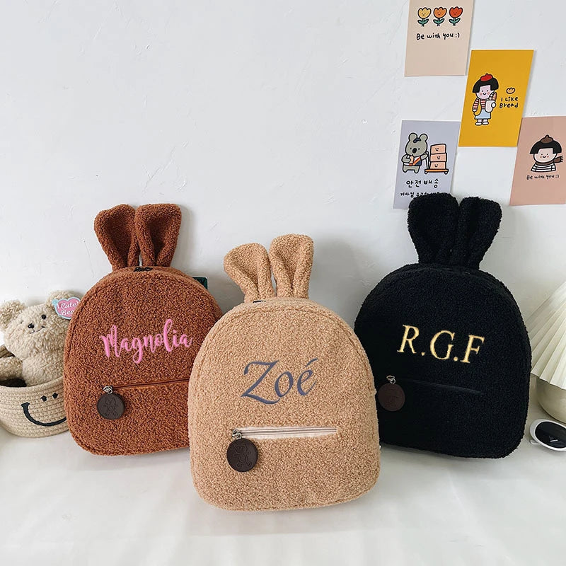 Personalised Name Embroidered Initial Backpack Bear Shaped Shoulder Bag