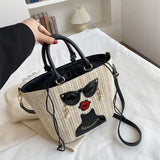 Cartoon Girl Handbag 2022 Straw Shoulder Messenger Bag