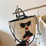 Cartoon Girl Handbag 2022 Straw Shoulder Messenger Bag