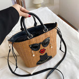 Cartoon Girl Handbag 2022 Straw Shoulder Messenger Bag