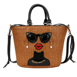 Cartoon Girl Handbag 2022 Straw Shoulder Messenger Bag