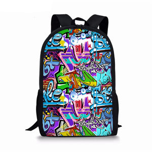 Personality Graffiti Backpack School Bag for Teenage Girls Boys