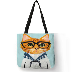 Personalized Cat Tote Bag For Women Lady Folding Reusable Shopping Bag