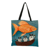 Personalized Cat Tote Bag For Women Lady Folding Reusable Shopping Bag