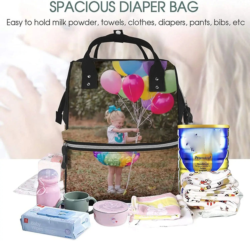 Custom Diaper Backpack with Picture/Text - Waterproof Mummy Backpack for Mom