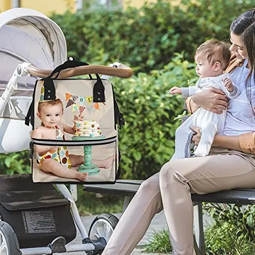 Custom Diaper Backpack with Picture/Text - Waterproof Mummy Backpack for Mom