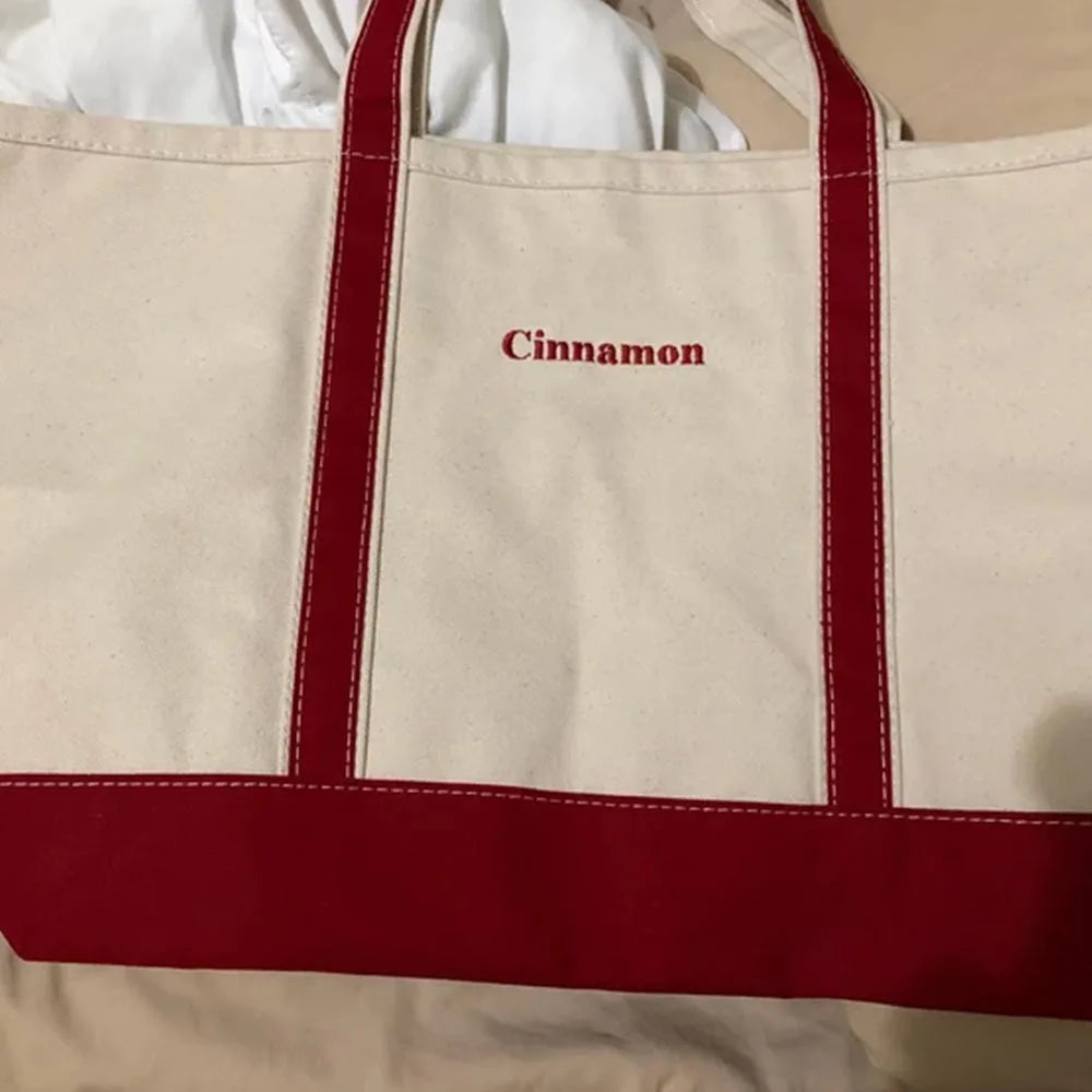 Personalized Large Canvas Tote Bag Embroidered Name Beach Bag Bridesmaids Gift
