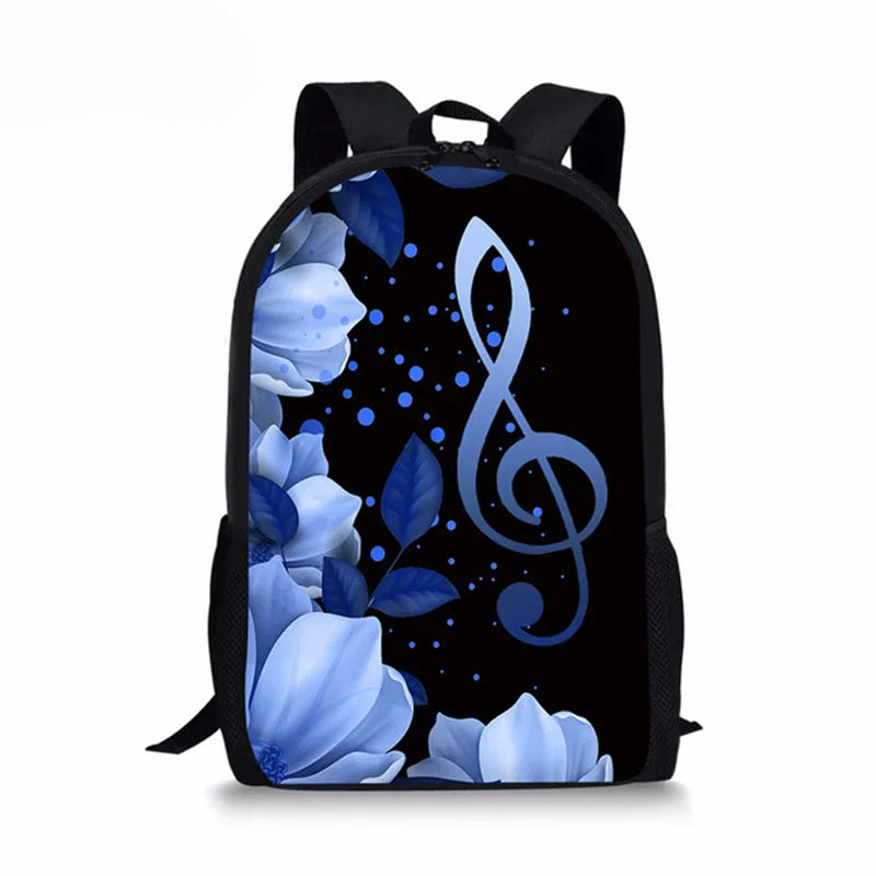Piano Music Note Print Kids Backpack For Girls Students Pattern School Bags