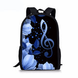 Piano Music Note Print Kids Backpack For Girls Students Pattern School Bags