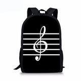 Piano Music Note Print Kids Backpack For Girls Students Pattern School Bags