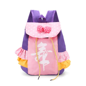 Girls Ballet Dance Bag School Backpack Dot Bow Lace Tiered Ruffle