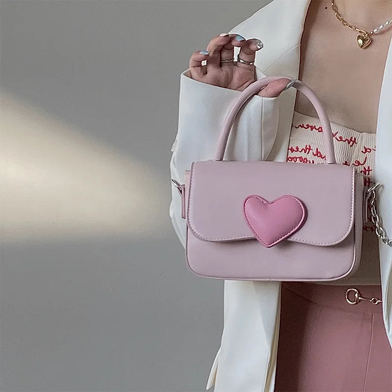 Pink Heart Crossbody Bag for Women Ladies Handbag Purse