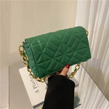 Plaid Armpit Shoulder Bag for Women Chain Underarm Bag Female Leather