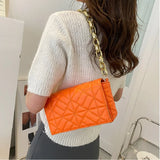 Plaid Armpit Shoulder Bag for Women Chain Underarm Bag Female Leather