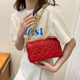 Plaid Armpit Shoulder Bag for Women Chain Underarm Bag Female Leather