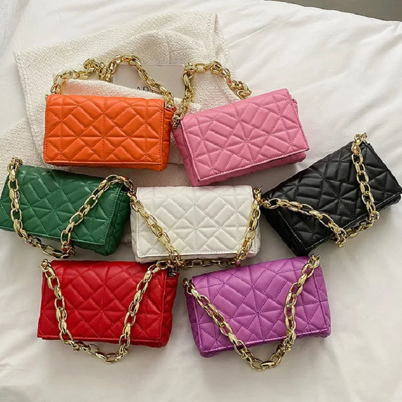 Plaid Armpit Shoulder Bag for Women Chain Underarm Bag Female Leather